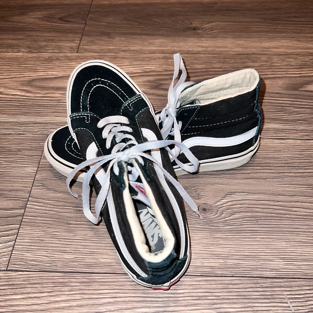 Vans Sk8-Hi Canvas Black & White Shoes Size 9
